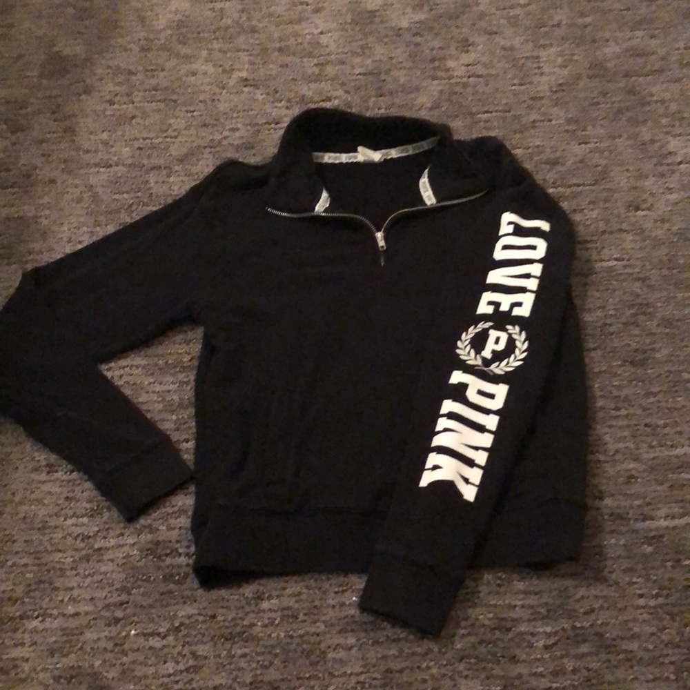 Victoria’s Secret Pink black quarter zip hoodie ⭐️